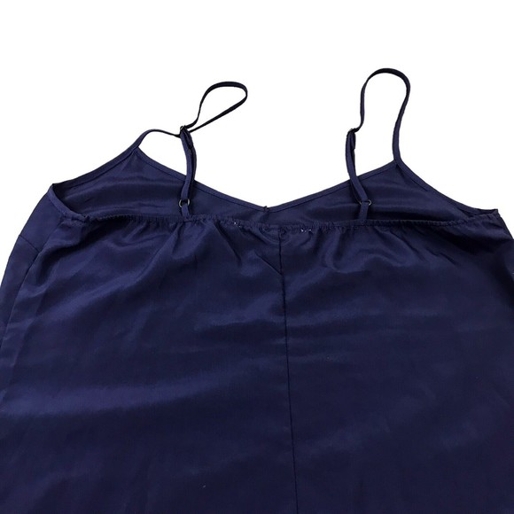Slip Dress Navy Blue Small Strappy V Neck Adjustable Silky Look Cocktail - Picture 6 of 10